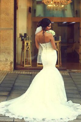 Robe de mariée de col en cœur appliques bretelles spaghetti cordon manche nulle