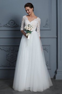 Robe de mariée fascinant beaded belt fermeutre eclair avec manche 3/4 bucolique