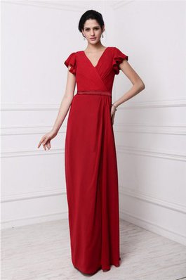 Robe demoiselle d'honneur plissé longue en chiffon avec fronce en forme