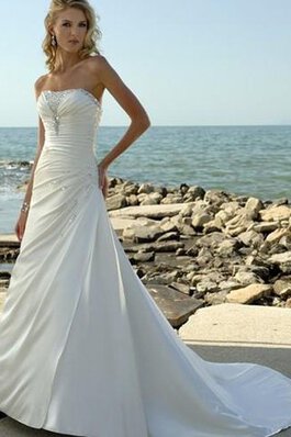 Vestido de Novia de Corte-A de Playa de con Lentejuelas de Escote sin tirantes de Natural