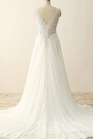 Strand V-Ausschnitt plissiertes A-Line Brautkleid mit Bordüre aus Chiffon - Bild 4