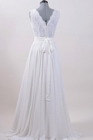 Ärmelloses A-Line V-Ausschnitt schlichtes Brautkleid aus Chiffon mit Bordüre - Bild 3