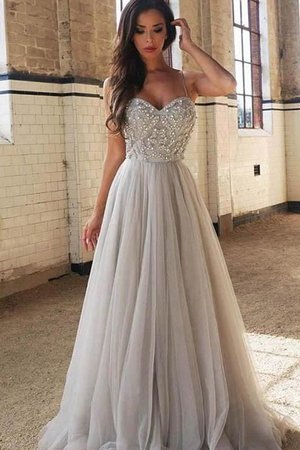 Robe de soirée onirique avec zip a-ligne avec perle textile en tulle - Photo 1