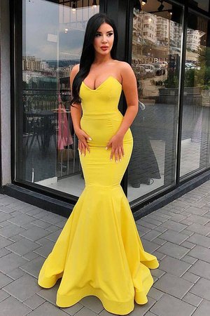 Auffällig Herz-Ausschnitt Meerjungfrau Stil Normale Taille Ballkleid aus Satin - Bild 1