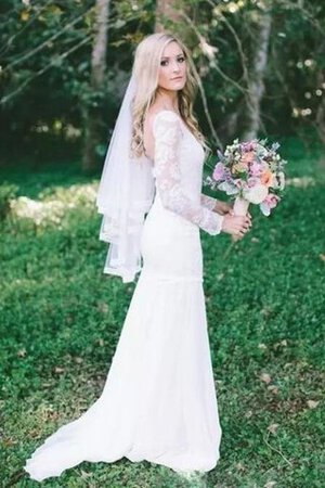 Plissiertes luxus langes romantisches Brautkleid aus Chiffon mit Reißverschluss - Bild 3