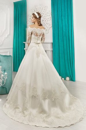 Spitze halbe Ärmeln A-Line bodenlanges Brautkleid mit Applikation mit Schmetterlingsknoten - Bild 4