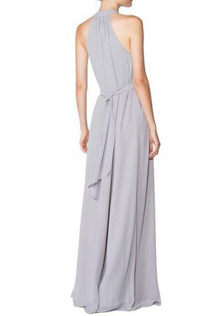 A-Line langes bodenlanges Brautjungfernkleid mit hohem Kragen aus Chiffon - Bild 2