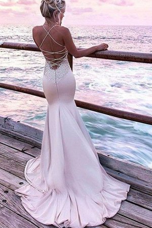 Robe de bal splendide bretelles spaghetti manche nulle en satin naturel - Photo 2