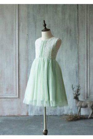 Ärmellos natürliche Taile plissiertes knielanges Blumenmädchenkleid mit Bordüre aus Tüll - Bild 2