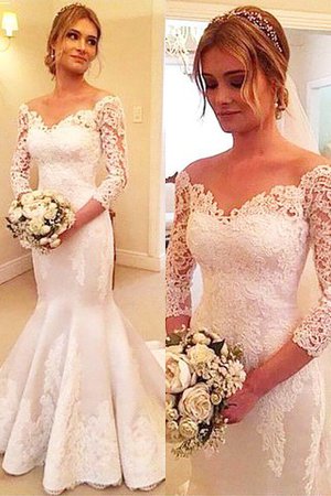 Meerjungfrau Stil Normale Taille Satin Ewiges Brautkleid mit Bordüre - Bild 1