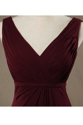 Robe demoiselle d'honneur simple plissé a-ligne manche nulle en chiffon - Photo 2