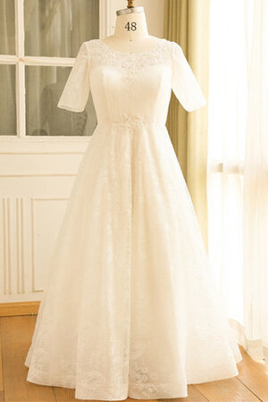 Robe de mariée en satin col en bateau noble ligne a romantique - Photo 4