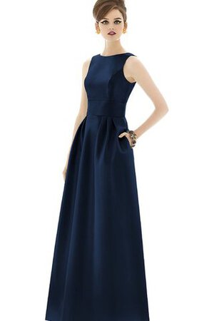 Ärmellos plissiertes Bateau langes Brautjungfernkleid mit Tasche - Bild 1