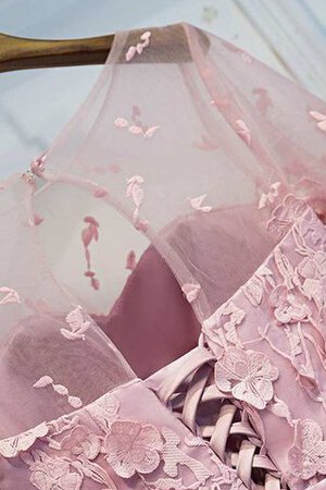A Linie kurze Ärmeln Ballkleid mit Bordüre mit Gürtel - Bild 4