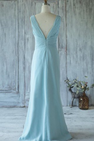 Robe demoiselle d'honneur naturel avec sans manches de fourreau en chiffon ruché - Photo 2
