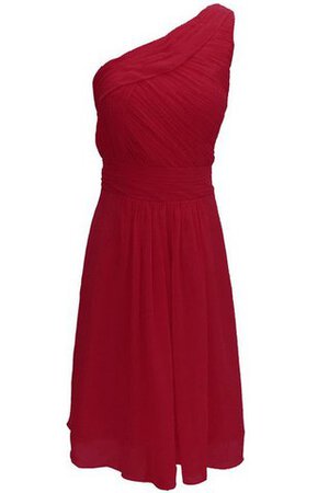Robe demoiselle d'honneur bref naturel ruché fermeutre eclair d'épaule asymétrique - Photo 3