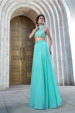 Robe de bal longue ligne a en chiffon de tour de ceinture en haute avec perle - Photo 3