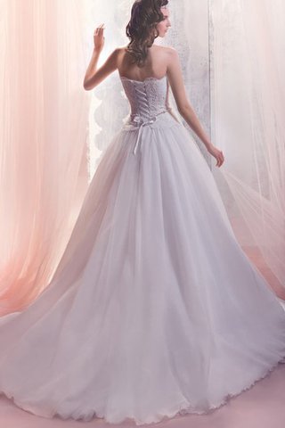 Abito da Sposa A-Line con Applique Naturale Senza Maniche con Perline Allacciato - Foto 2
