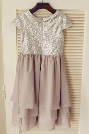 A-Linie Chiffon Normale Taille Blumenmädchenkleid ohne Ärmeln mit Kurzen Ärmeln - Bild 2