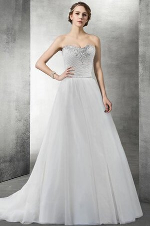 Seeküste Organza Ärmellos A-Line Brautkleid mit Herz-Ausschnitt - Bild 1