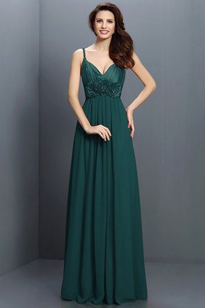 Robe demoiselle d'honneur longue a-ligne de col en v avec sans manches de princesse - Photo 7