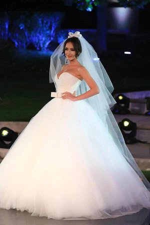 Vestido de Novia de Corte Evasé en Tul de Sin mangas de Escote Corazón de Natural - Foto 2