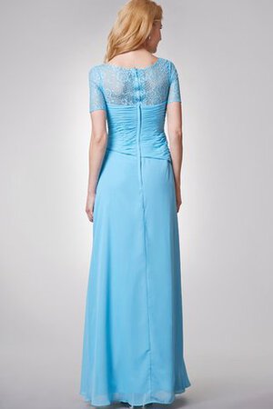 A-Line normale Taille gerüschtes Bateau Ausschnitt langes Brautmutterkleid mit kurzen Ärmeln - Bild 3