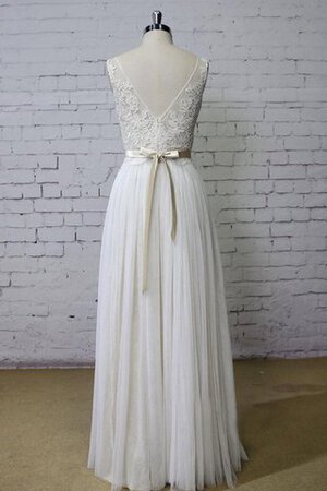 Abito da Sposa Tondo Semplice Senza Maniche Profondo V-scollo con Nastro A Terra - Foto 3