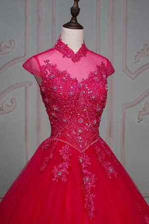 Robe de quinceanera avec gradins elevé avec perle avec manche épeules enveloppants - Photo 4