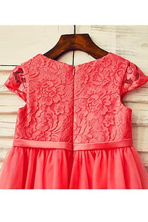 A-Linie Normale Taille Schaufel-Ausschnitt Tüll Blumenmädchenkleid mit Bordüre - Bild 4