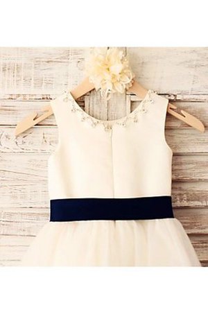Abito da Cerimonia Bambini con Fiore A-Line Senza Maniche Naturale in Tulle - Foto 4