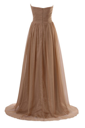 Dom Chiffon Mitte Rücken A-Linie Modern Abendkleid ohne Träger - Bild 5