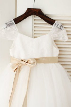 Robe de cortège enfant longue naturel de mode de bal textile en tulle jusqu'au sol - Photo 3