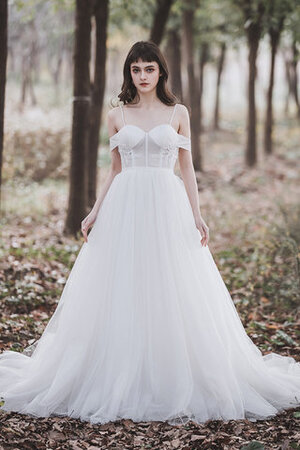 Robe de mariée branle longueur au ras du sol bucolique bretelles spaghetti frappant - Photo 1