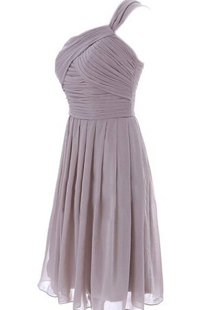 Robe demoiselle d'honneur au niveau de genou avec zip ligne a avec sans manches ruché - Photo 2