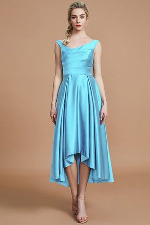 Robe demoiselle d'honneur naturel courte ligne a v encolure en satin - Photo 8