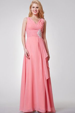 Robe demoiselle d'honneur avec fronce ruché manche nulle de lotus a-ligne - Photo 1