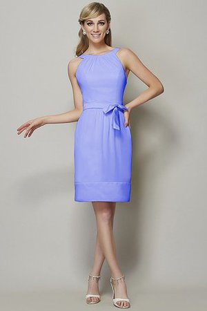 Schaufel-Ausschnitt Reißverschluss Enganliegendes Knielanges Brautjungfernkleid aus Chiffon - Bild 17