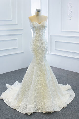Absorbierend Herz-Ausschnitt Elegantes Sittsames Brautkleid mit Bordüre - Bild 4