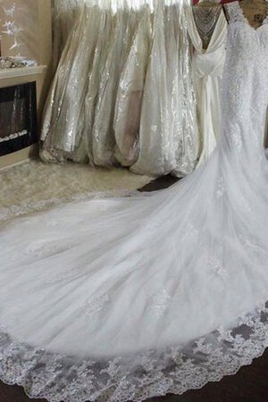 Robe de mariée attirent naturel de col en v avec perle fermeutre eclair - Photo 5