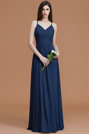 Spaghetti Träger Normale Taille Gerüschtes Ärmellos Bodenlanges Brautjungfernkleid - Bild 16