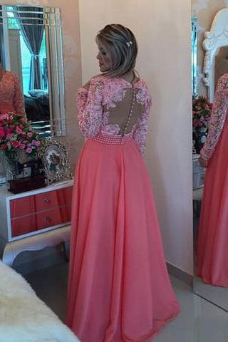 Spitze A-Linie plissiertes konservatives Ballkleid aus Chiffon mit Bordüre - Bild 2