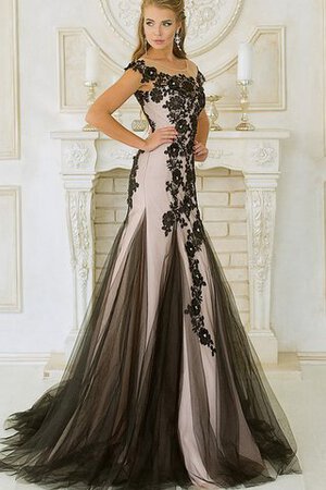 Robe de bal avec manche courte de traîne courte de sirène textile en tulle cordon - Photo 1