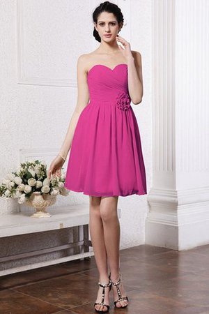 Chiffon Drapiertes Ärmelloses Mini Brautjungfernkleid mit Herz-Ausschnitt - Bild 10