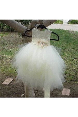 Tüll A-Line Ärmellos geschichtes Blumenmädchenkleid mit Bordüre mit Blume - Bild 1