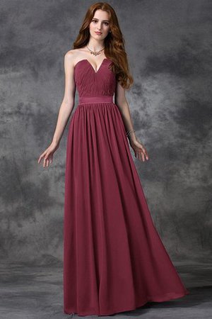 Abito da Damigella Lunghi Cuore A Terra con Increspato in Chiffon - Foto 4
