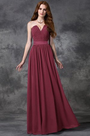 Robe demoiselle d'honneur longue manche nulle de col en cœur avec chiffon a-ligne - Photo 4