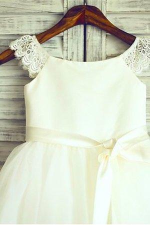 Robe de cortège enfant avec fleurs a-ligne encolure ronde de princesse en organza - Photo 3