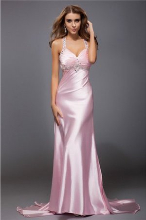 Elastischer Gewebter Satin Enges Sweep train Natürliche Taile Sittsames Ballkleid - Bild 1