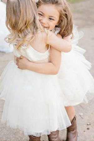 Ärmelloses Funkelnd A-Linie Prinzessin Blumenmädchenkleid mit Blume - Bild 2